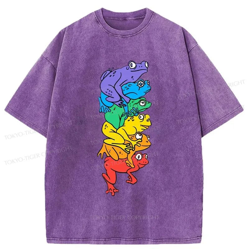 Tokyo-Tiger LGBT Frog Japanese Washed T-Shirt