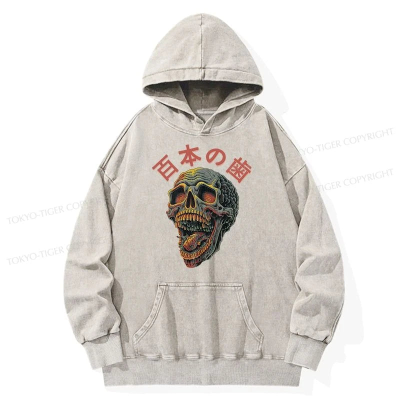 Tokyo-Tiger Terrifying And Disgusting Skull Washed Hoodie