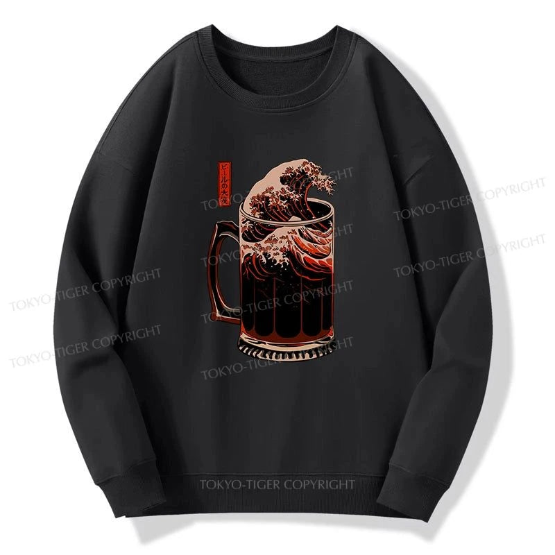 Tokyo-Tiger The Great Wave Of Beer Japanese Sweatshirt