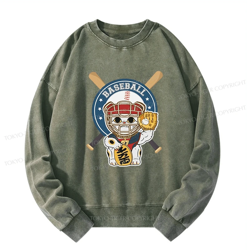 Tokyo-Tiger Janpaese Baseball Cat Washed Sweatshirt