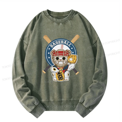 Tokyo-Tiger Janpaese Baseball Cat Washed Sweatshirt