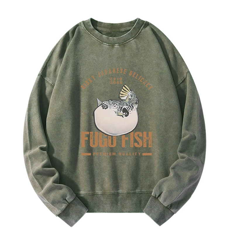 Tokyo-Tiger Fugu Fish Japanese Washed Sweatshirt