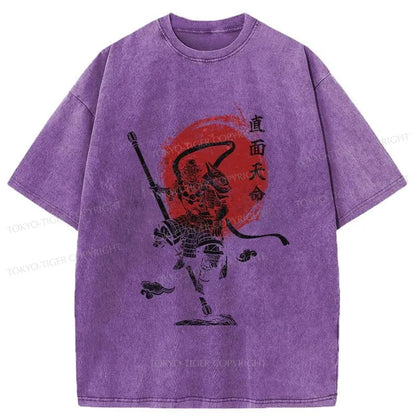 Tokyo-Tiger Face Destiny Wukong Washed T-Shirt