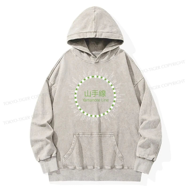 Tokyo-Tiger Yamanote Line Stations Circle Washed Hoodie