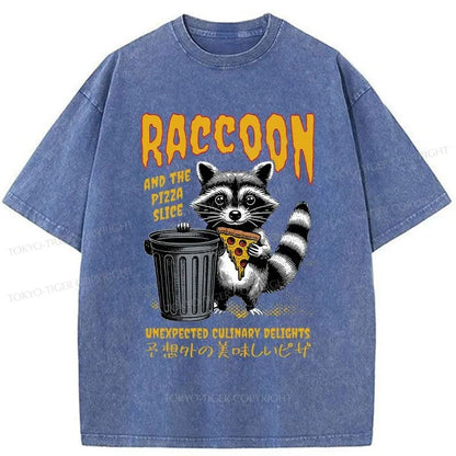 Tokyo-Tiger Raccoons Eat Pizza Washed T-Shirt