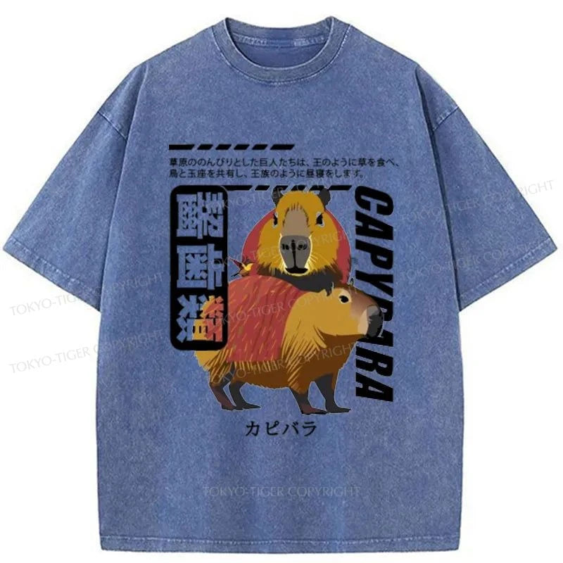 Tokyo-Tiger Japanese Capybara Washed T-Shirt