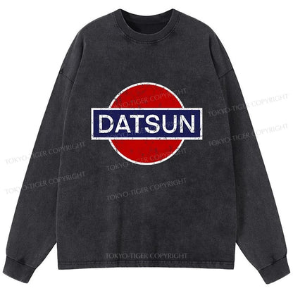 Tokyo-Tiger Datsun Vintage Car Washed Long Sleeve T-Shirt