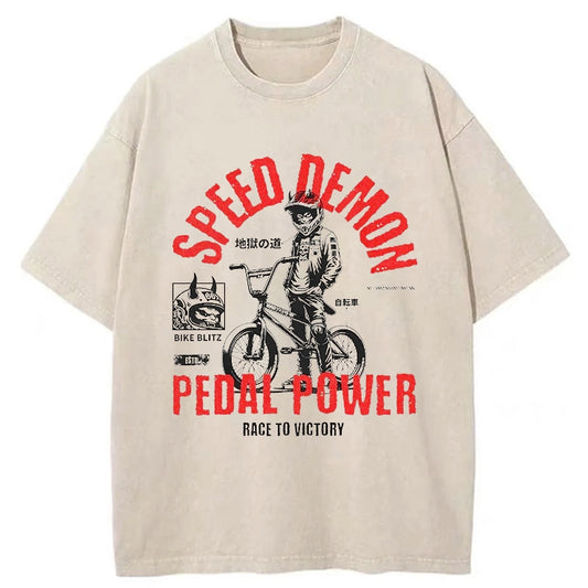 Tokyo-Tiger Speed Demon Bicycle Washed T-Shirt