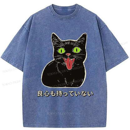 Tokyo-Tiger Cat Without A Conscience Washed T-Shirt