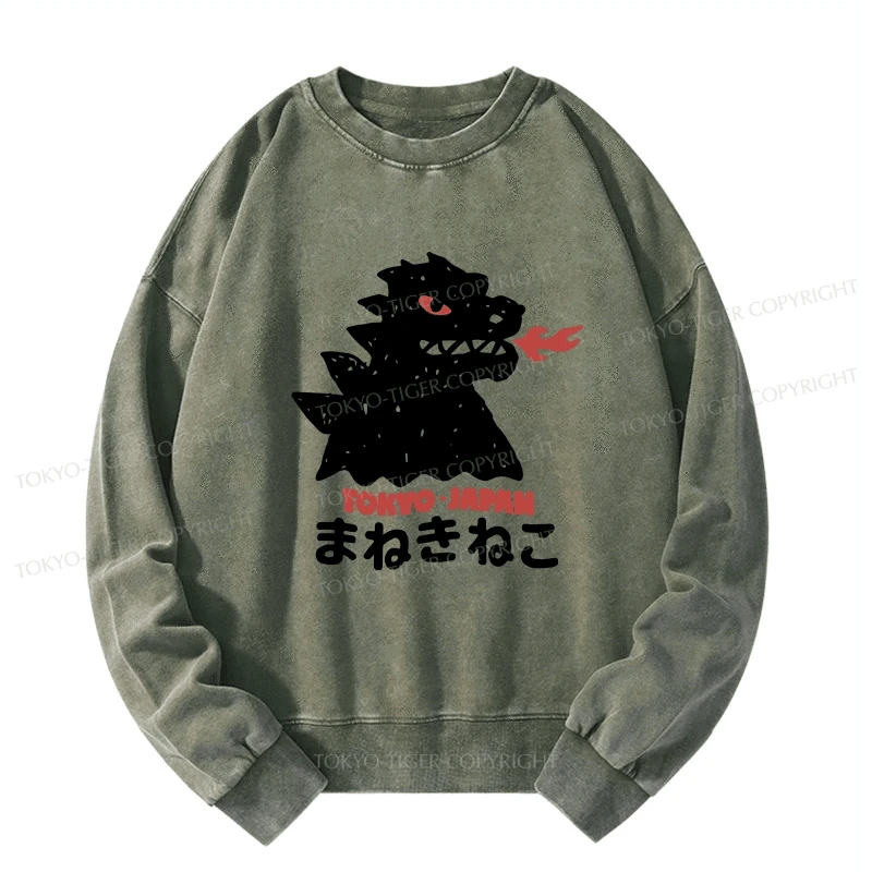 Tokyo-Tiger Japanese Fortune Cat Washed Sweatshirt