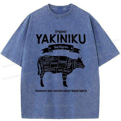 Tokyo-Tiger Yakiniku Beef Diagram Cow Japanese Washed T-Shirt