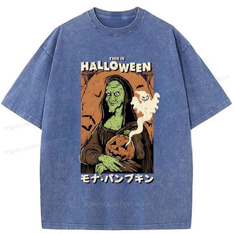 Tokyo-Tiger Mona Lisa Smile On Halloween Washed T-Shirt