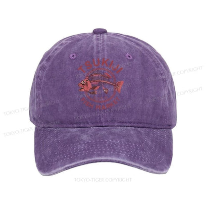 Tokyo-Tiger Tokyo Tsukiji Fish Market Vintage Japan Washed Cap