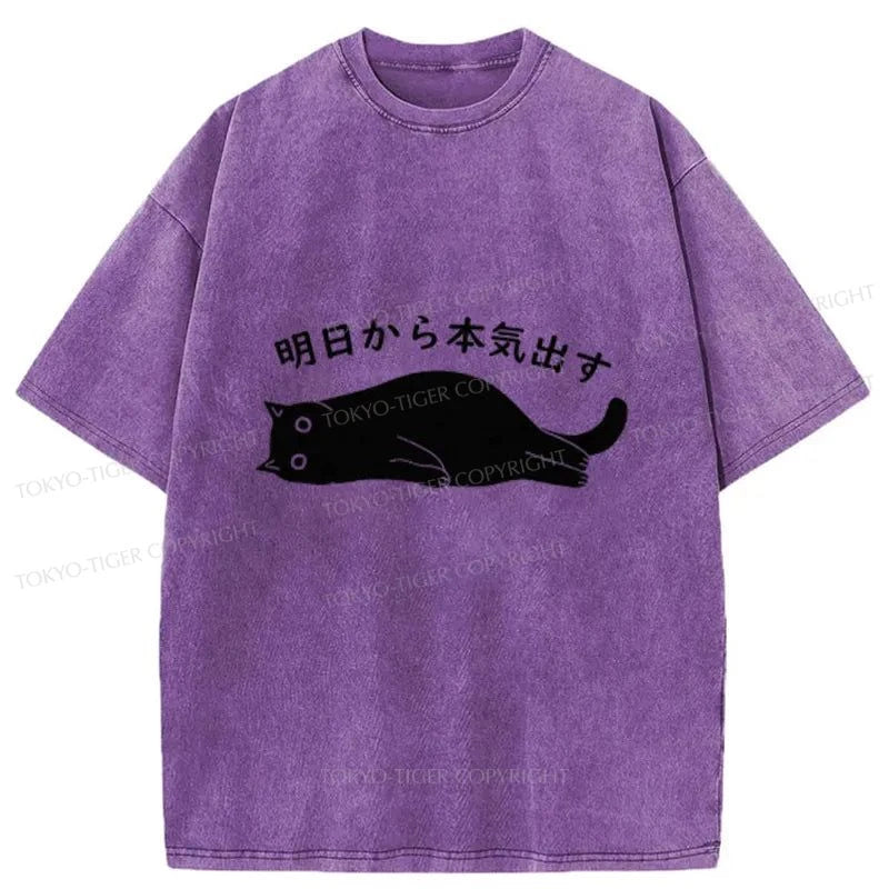 Tokyo-Tiger I'm Going To Get Serious Tomorrow Washed T-Shirt