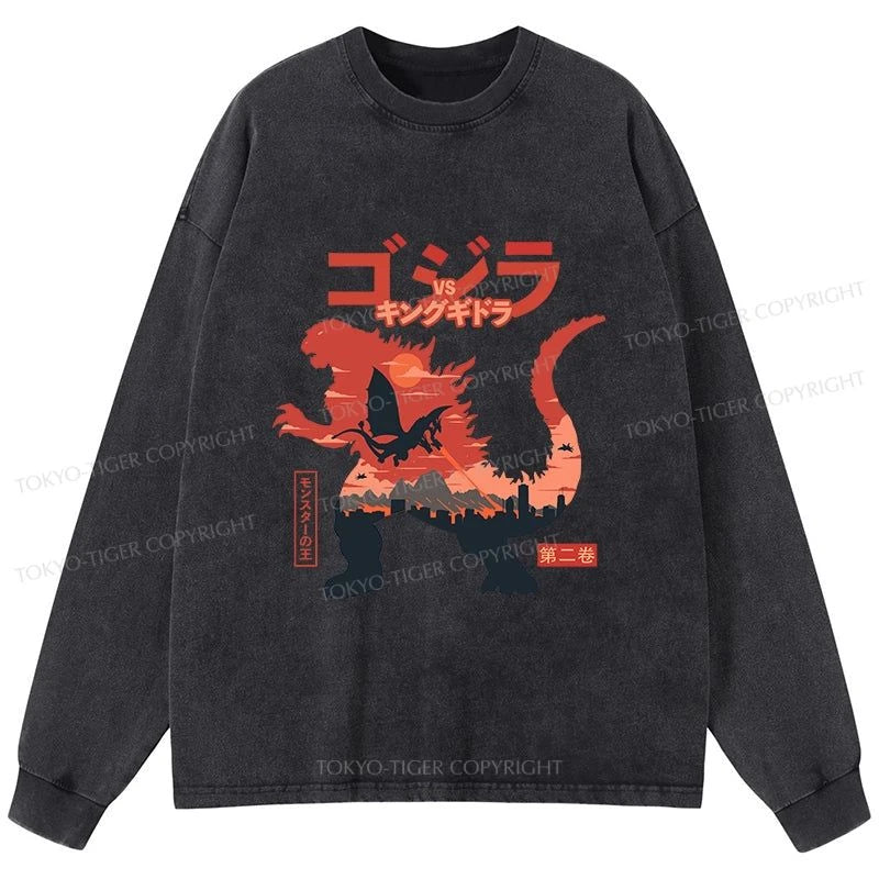 Tokyo-Tiger King of the Monsters Washed Long Sleeve T-Shirt