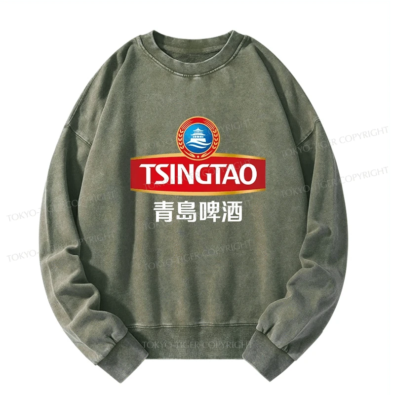 Tokyo-Tiger Qingdao Beer Logo Washed Sweatshirt