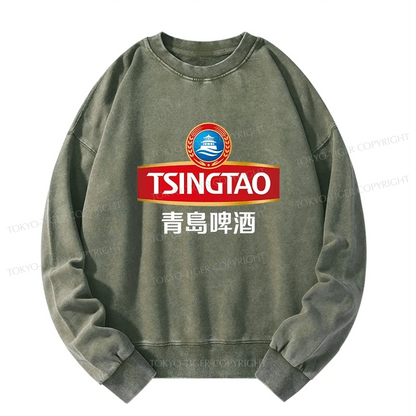 Tokyo-Tiger Qingdao Beer Logo Washed Sweatshirt