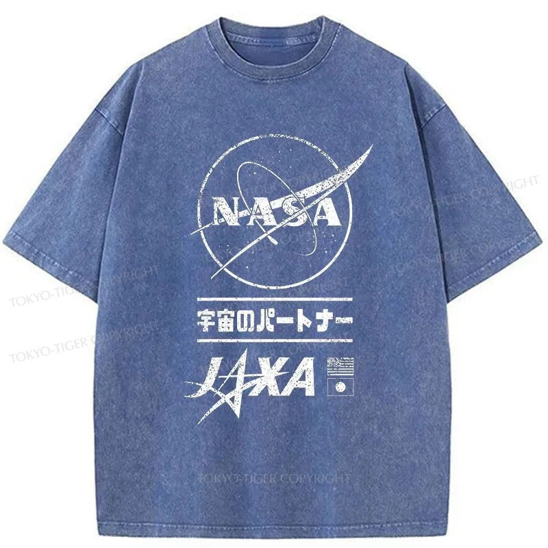 Tokyo-Tiger NASA JAXA Space Partners Washed T-Shirt