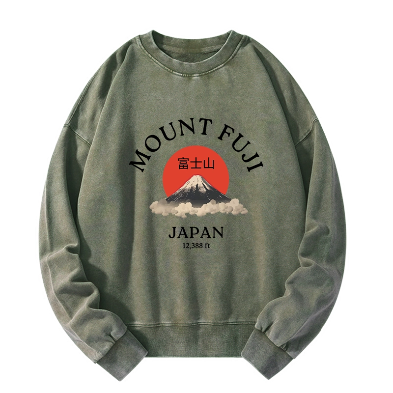 Tokyo-Tiger Japan Mount Fuji Sun Unisex Washed Sweatshirt