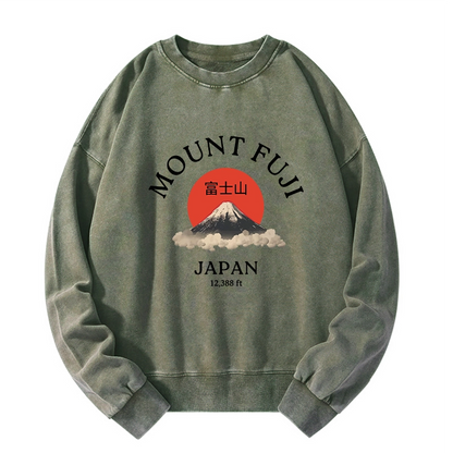 Tokyo-Tiger Japan Mount Fuji Sun Unisex Washed Sweatshirt