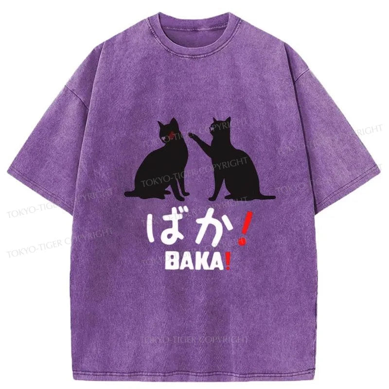 Tokyo-Tiger Funny Japanese Cat Washed T-Shirt