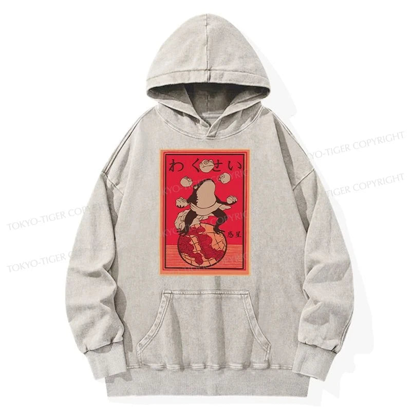 Tokyo-Tiger Wakusei Frog Funny Washed Hoodie