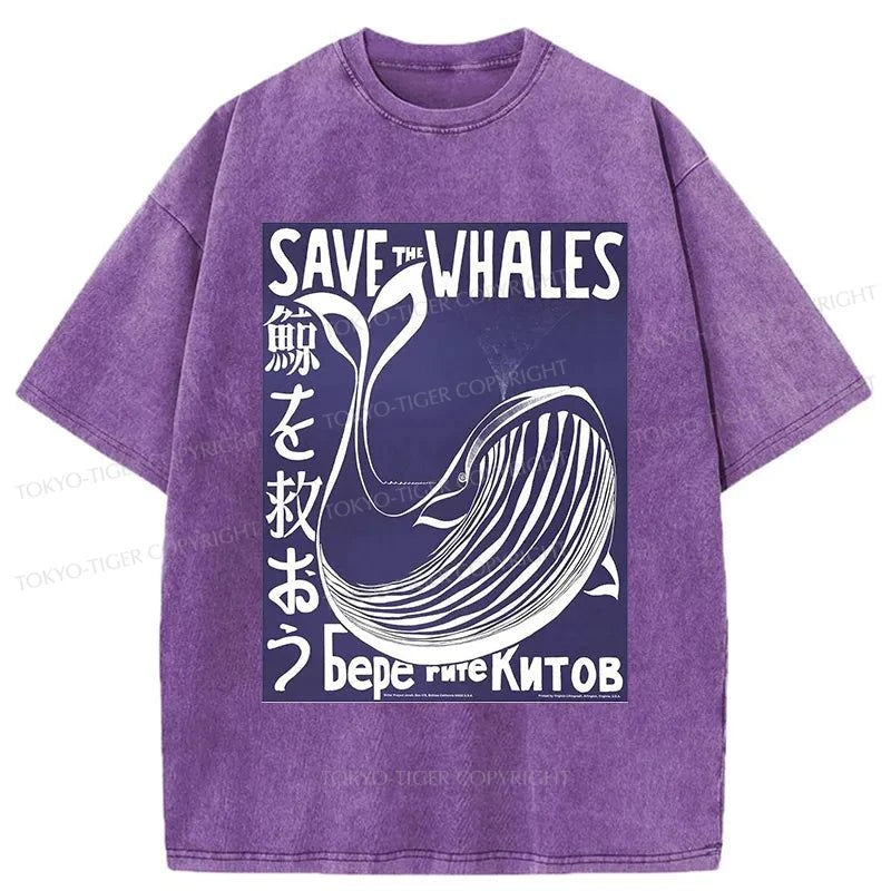 Tokyo-Tiger Save The Whales Japanese Washed T-Shirt