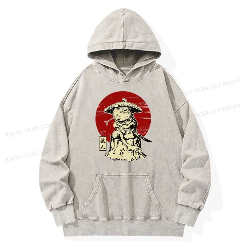 Tokyo-Tiger Rounin Japanese Frog Samurai Washed Hoodie