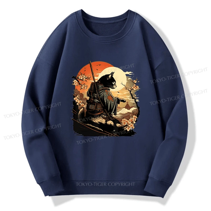 Tokyo-Tiger Cat Ninja Ukiyo-e Anime Style Samurai Sweatshirt