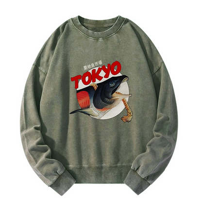 Tokyo-Tiger Vintage Japanese Tsukiji Fish Market Washed Sweatshirt