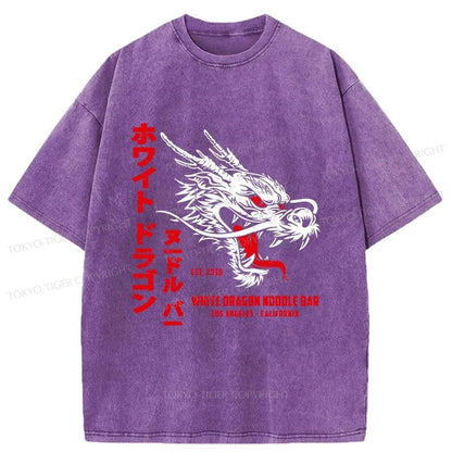 Tokyo-Tiger White Dragon Noodle Japanese Washed T-Shirt