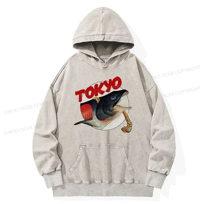 Tokyo-Tiger Vintage Japanese Tsukiji Fish Market Washed Hoodie