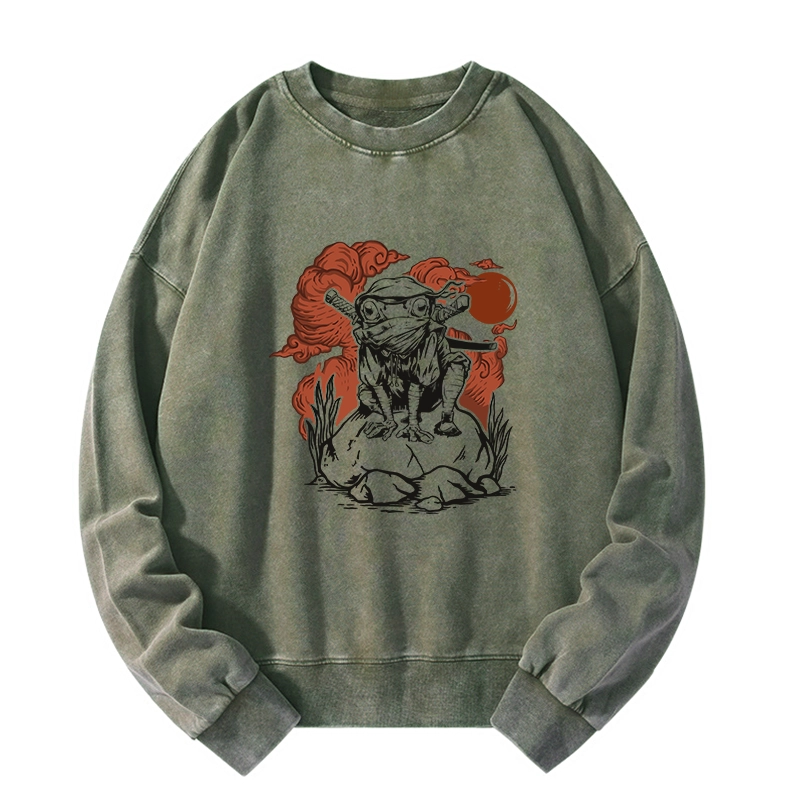 Tokyo-Tiger Ninja Frog Japanese Washed Sweatshirt