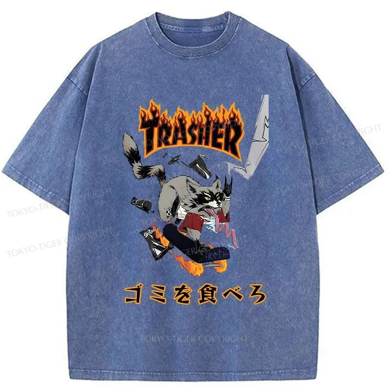 Tokyo-Tiger Skate Fast Eat Trash Washed T-Shirt