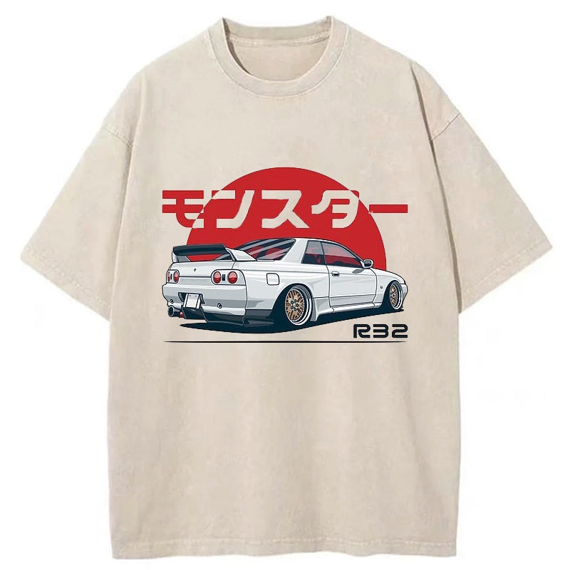 Tokyo-Tiger Monster. Skyline R32 GTR Washed T-Shirt