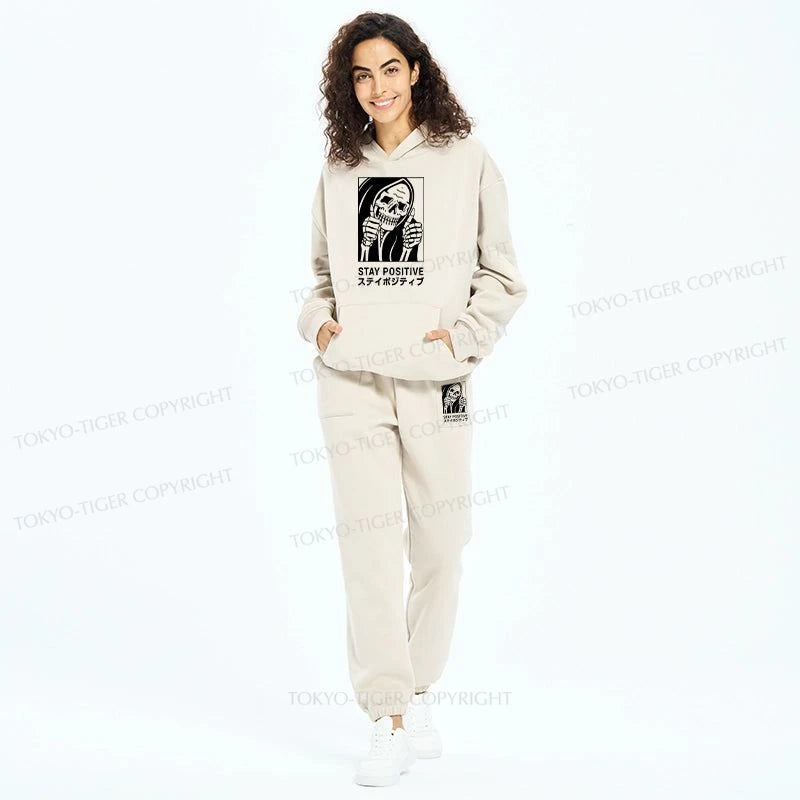 Tokyo-Tiger Stay Positive Skeleton Fleece Lined Hoodie Set