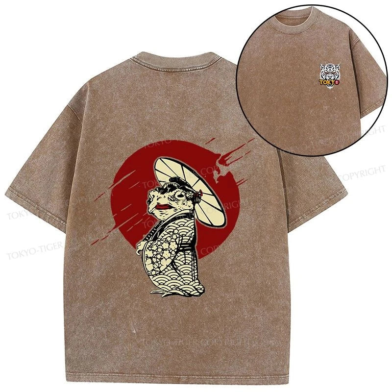 Tokyo-Tiger Frog Monster Front Back Washed T-Shirt