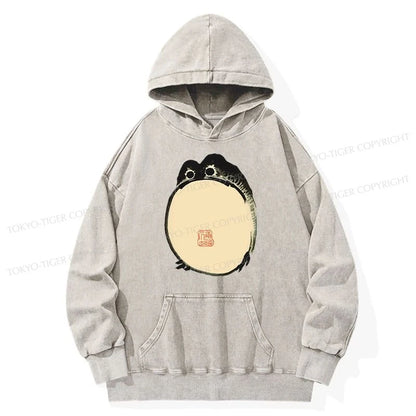 Tokyo-Tiger Grumpy Frog Japanese Washed Hoodie