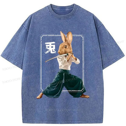 Tokyo-Tiger Japanese Rabbit Ninja Washed T-Shirt