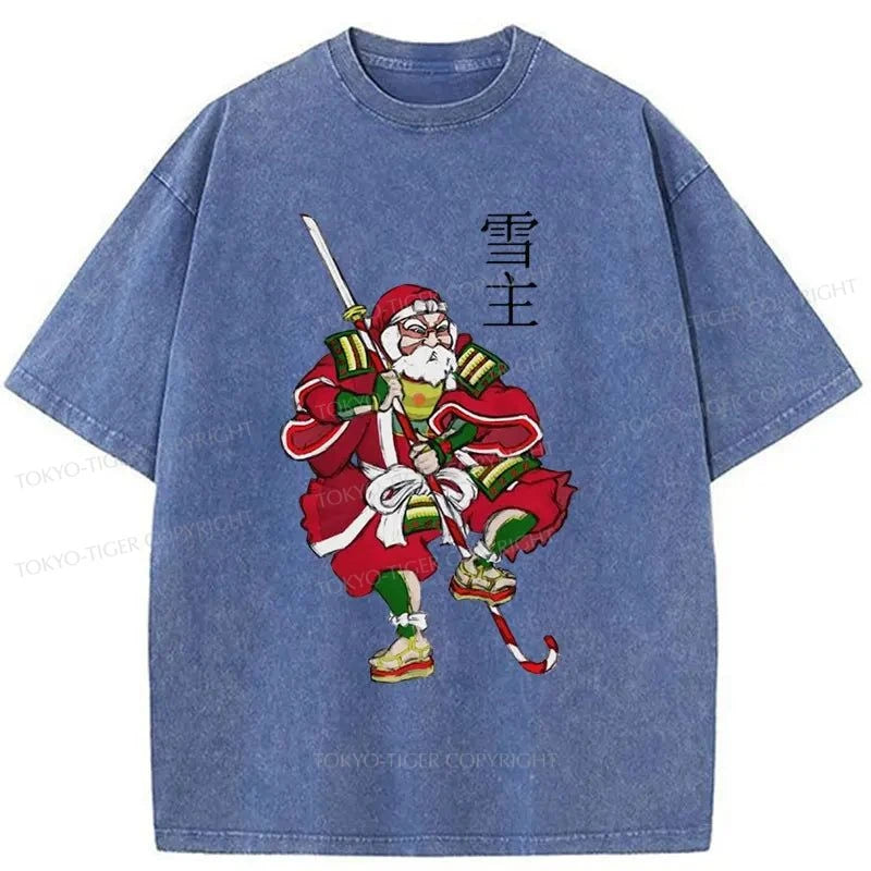 Tokyo-Tiger Christmas Samurai Japan Washed T-Shirt