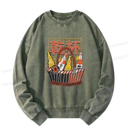 Tokyo-Tiger Have A Beer Together Washed Sweatshirt