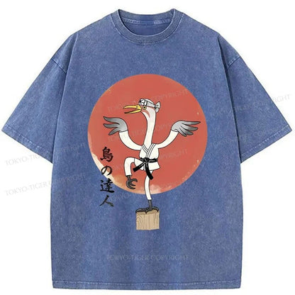 Tokyo-Tiger Karate Crane Japan Washed T-Shirt