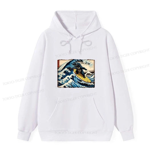 Tokyo-Tiger Dinosaur Surfing Japanese Classic Hoodie