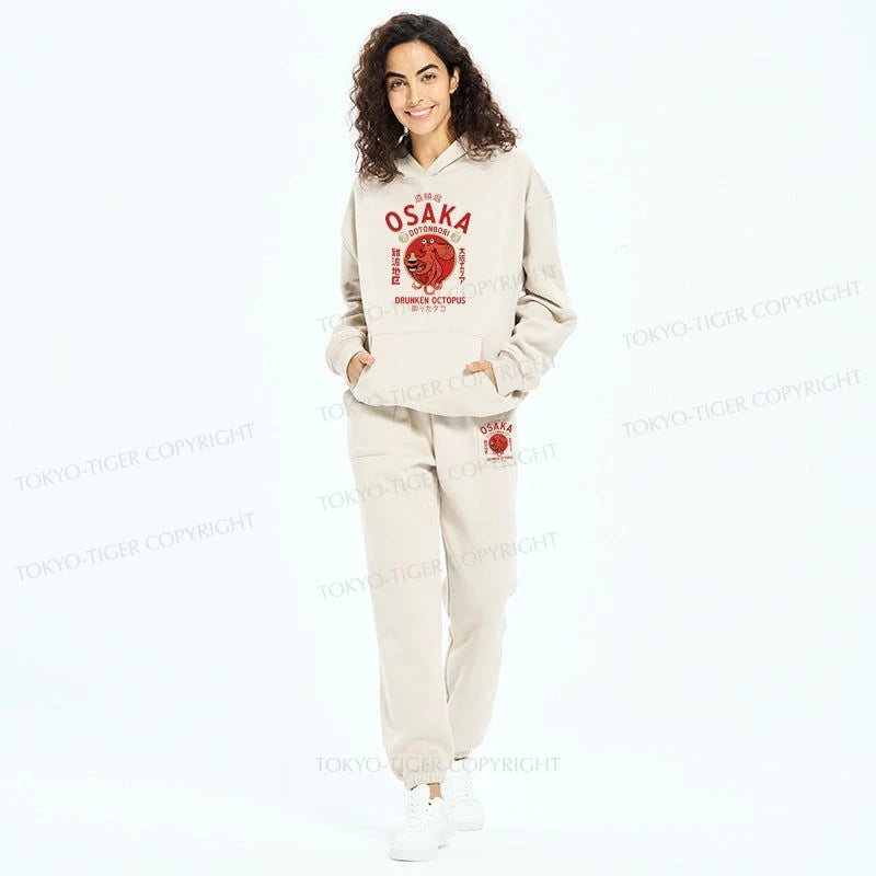 Tokyo-Tiger Drunken Octopus Japan Fleece Lined Hoodie Set