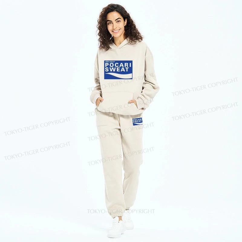 Tokyo-Tiger POCARI SWEAT Logo Fleece Lined Hoodie Set