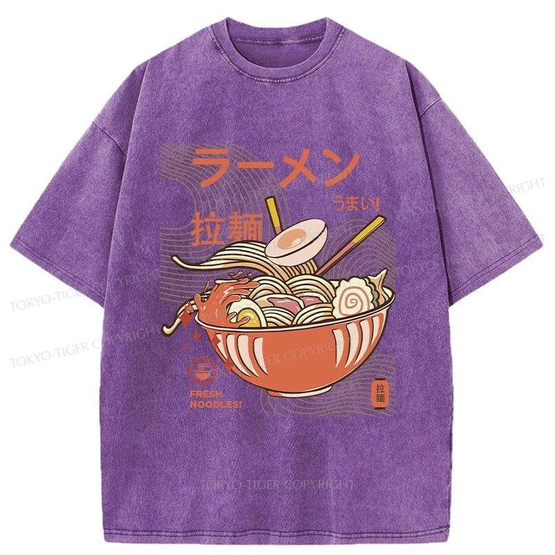 Tokyo-Tiger Fresh Ramen Noodles Washed T-Shirt