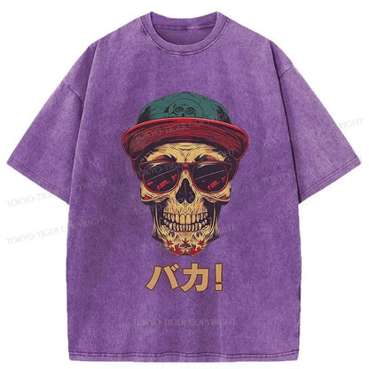 Tokyo-Tiger Fashion Skull Japanese Washed T-Shirt