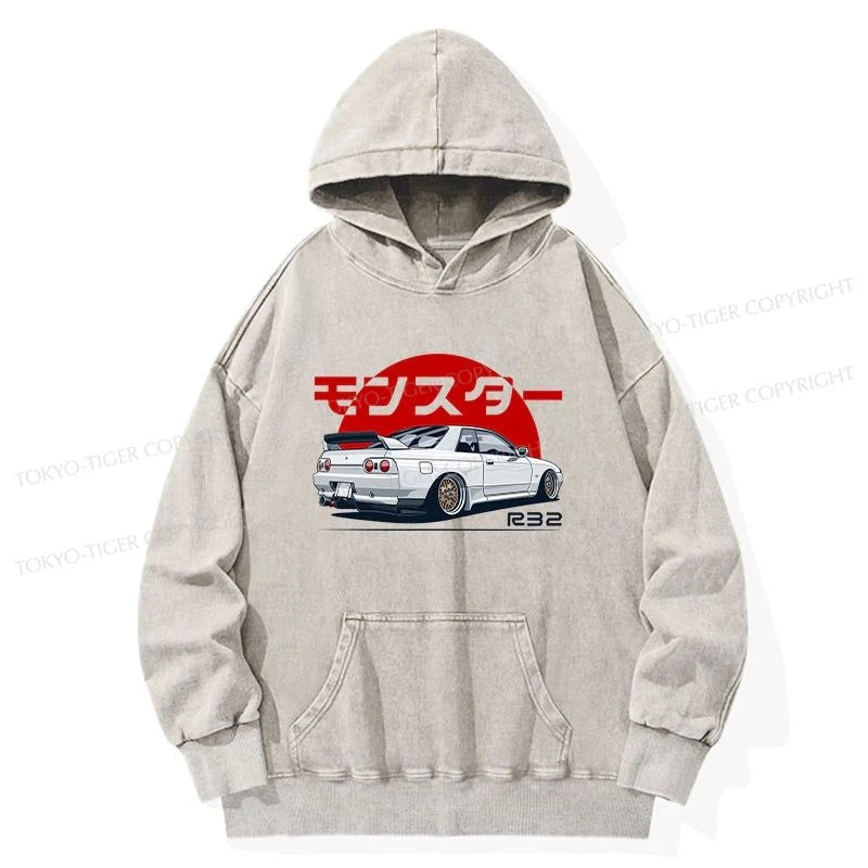 Tokyo-Tiger Monster. Skyline R32 GTR Washed Hoodie