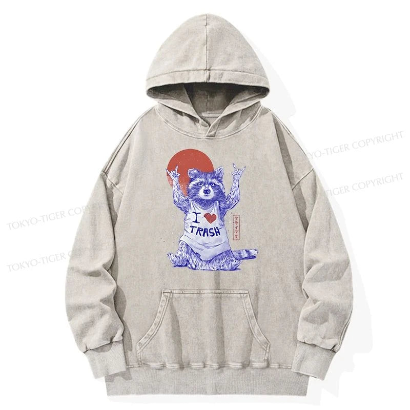 Tokyo-Tiger I love Trash Washed Hoodie