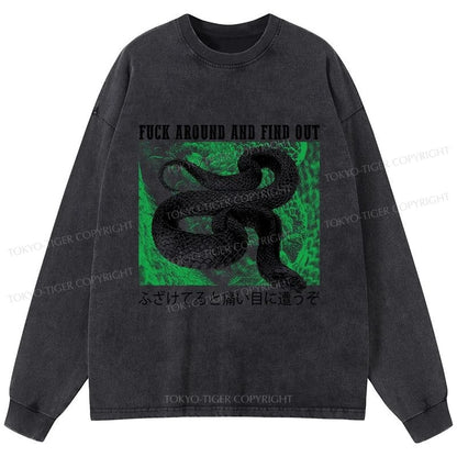 Tokyo-Tiger Cold And Heartless Snake Washed Long Sleeve T-Shirt